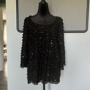 **5 for $20 Women’s 3/4 Sleeve Shirt - Black with silver sequins